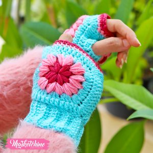 Crochet Gloves For Women-Light Blue
