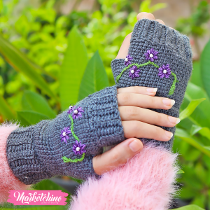 Crochet Scarf For Gloves-Gray