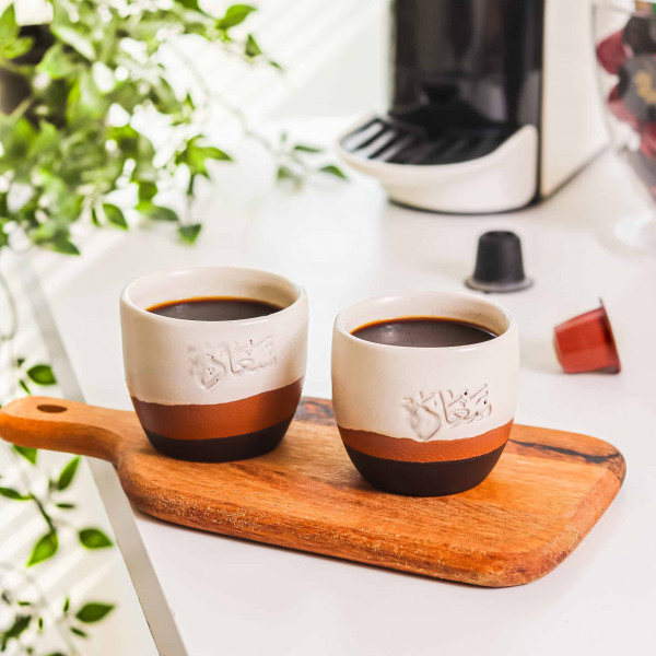 Pottery Cup Espresso ( Set Of 2 )-سعادة