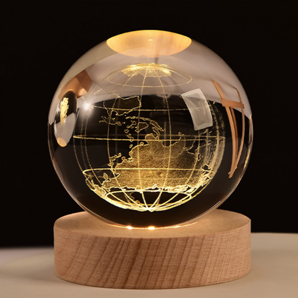 Crystal Ball 3D Earth- L ( 8CM )c