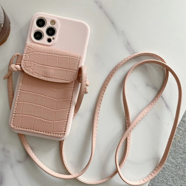 Solid Cover iphone 13  With Card Slot & Strap