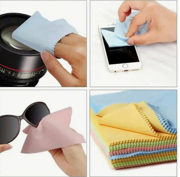 Set Of 5Pcs Random Vibrant Microfiber Cleaning Cloths - Durable, Lint-Free, Perfect For Eyeglasses