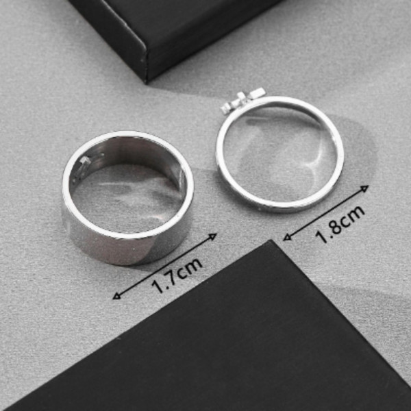 Set Of 2pcs Fashion Stainless Steel Airplane Decor Ring 