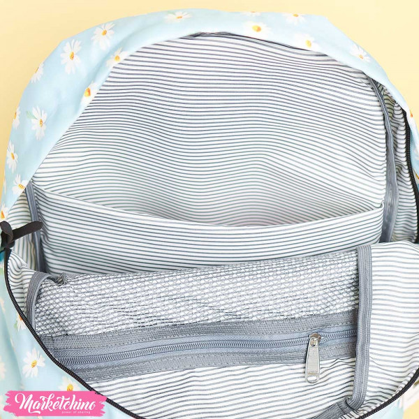 BackPack - Light Blue Daisy Flower 
