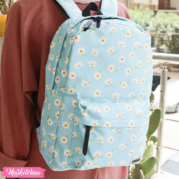 BackPack - Light Blue Daisy Flower 