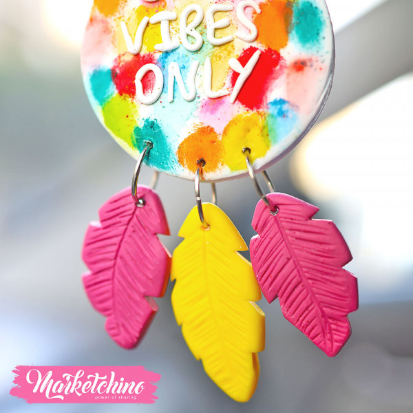 Polymer Clay Car Charm-Good Vibes Only
