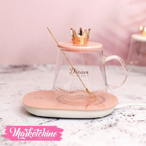 Set Electric Mug Warmer-Pink Crown 