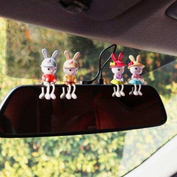 4pcs Cute Car Decoration Little Rabbit Car Ornament  