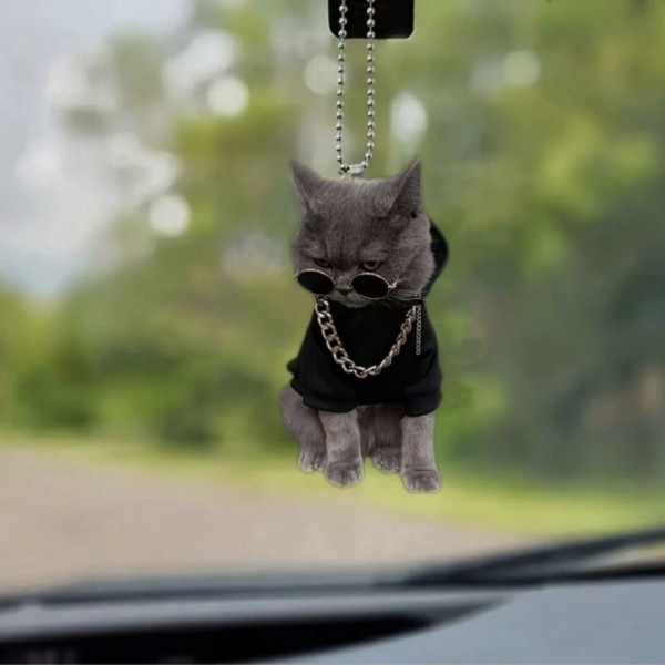 Cool Cat Acrylic 2D Acrylic , Car Charm