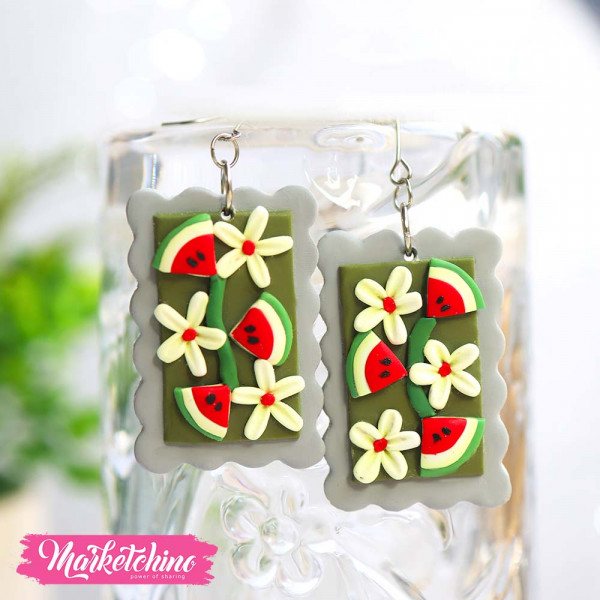 Polymer Clay Earring-Water Melon