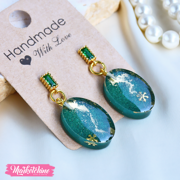 Green resin earrings clearance