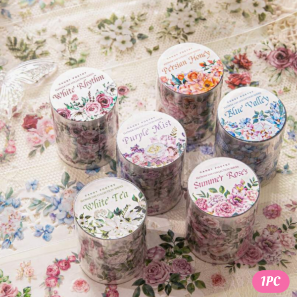 1 Roll Die-Cut Tape Flower Day Washi Tape Collection Vintage High Color ( 200 cm )