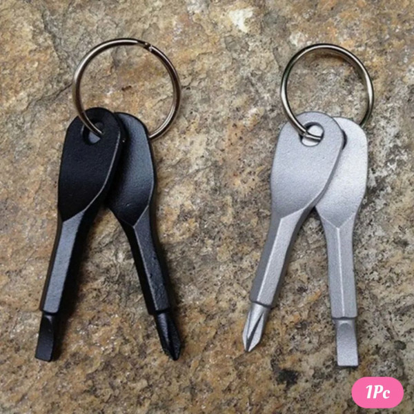 Portable Phillips & Slotted Screwdriver Key Ring