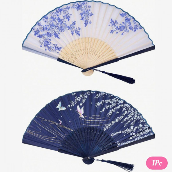 1Pc Folding Simulated Silk Hand Fan, Chinese Traditional Dance Costume Accessory