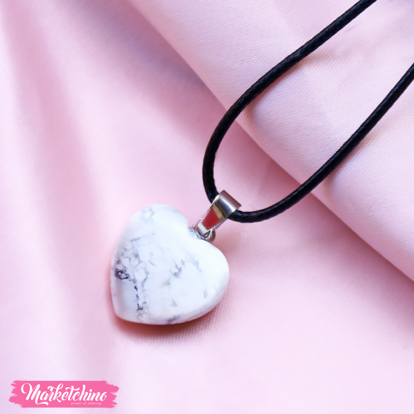 Natural Stone Necklace Pendant Heart Shape Charms With Stainless Steel Chain Necklaces