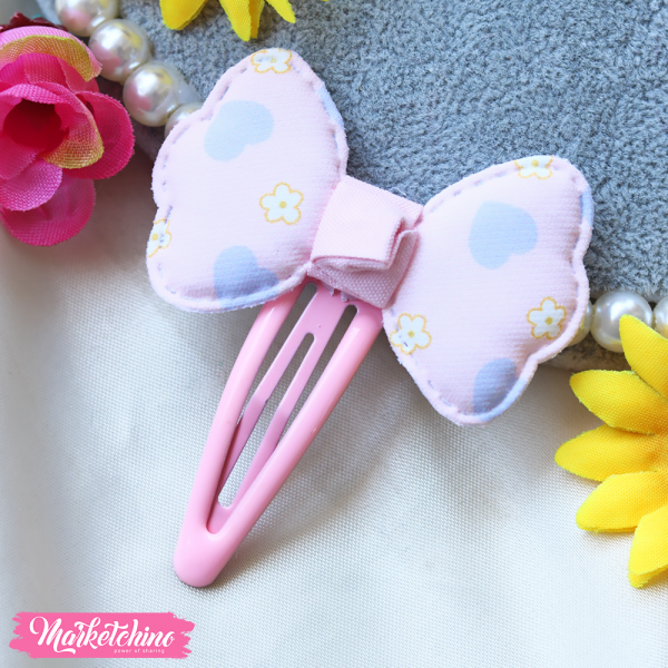 Textile Hairclips-Pink Ribbon 