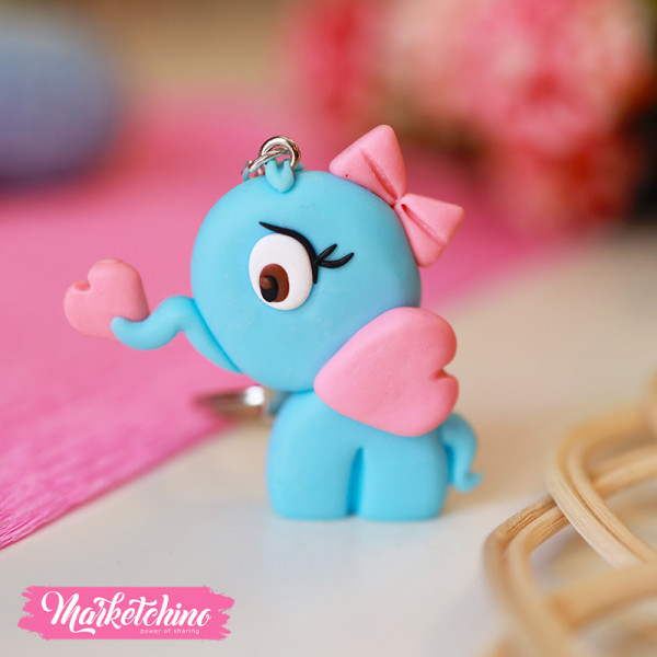 Keychain-Polymer Clay-Elephant 