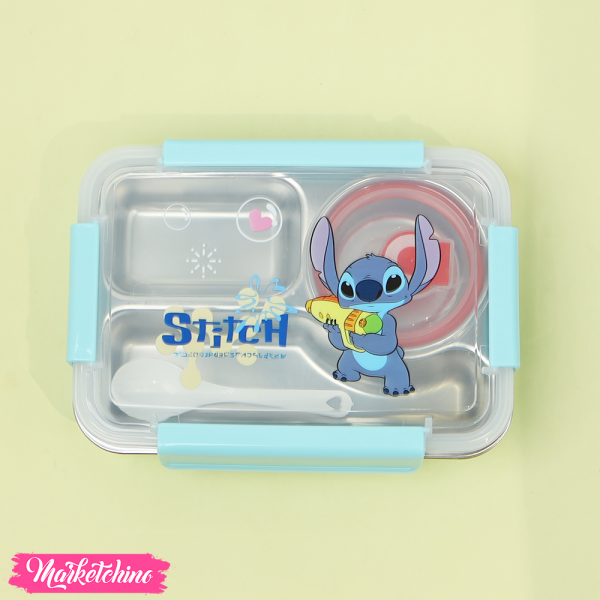 Stainless Steel Lunch Box With Spoon & Sauce Bowl - Stitch