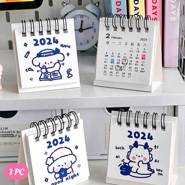 1pc Random Cartoon Mini Creative Desk Calendar For Year 2024