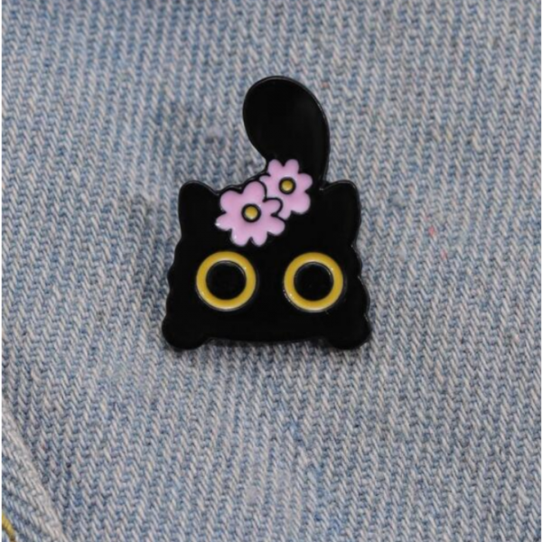  Cute Flower Decor Cartoon Cat Brooch