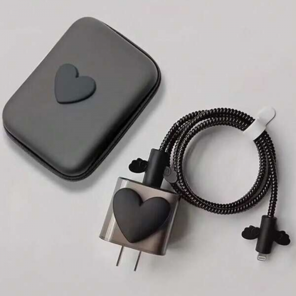 Set Of 5pcs Heart Decor Data Cable Protector Iphone