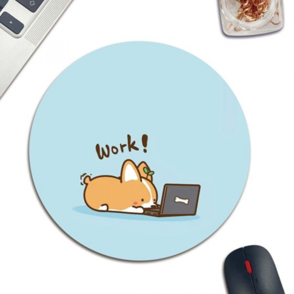 Cartoon Dog Pattern Round Mouse Pad