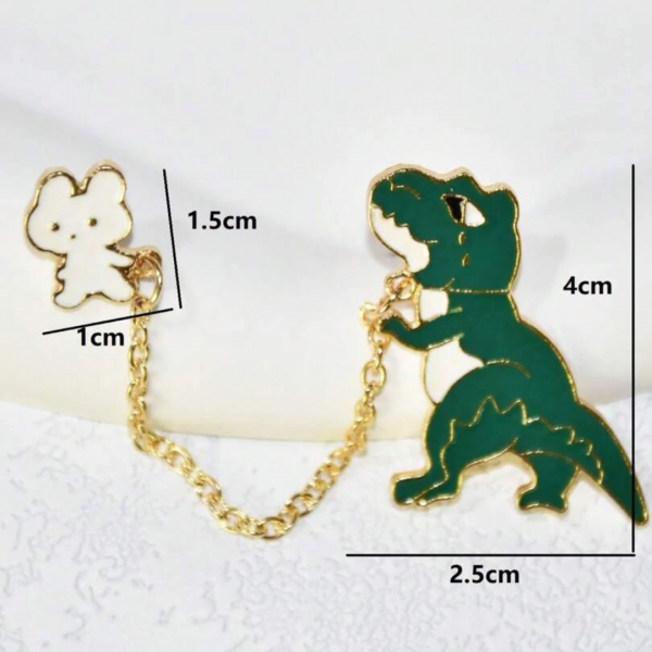 2pcs Cute Zinc Alloy Dinosaur Design Brooch 