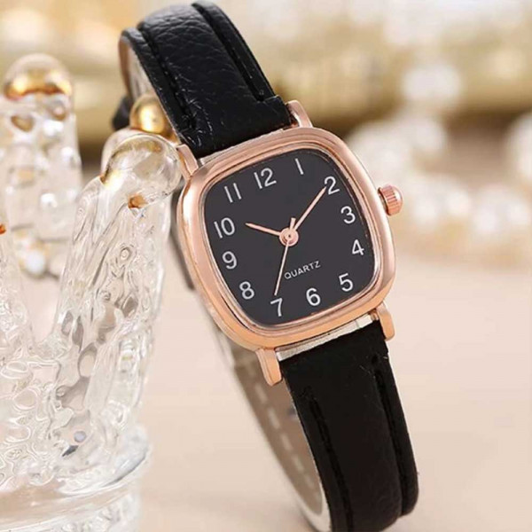 PU Polyurethane Strap Fashion Square Dial Quartz Watch