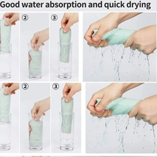 5Pcs Random Thickened Double-layer Absorbent Microfiber Kitchen Dish Clothes Non-stick Oil
