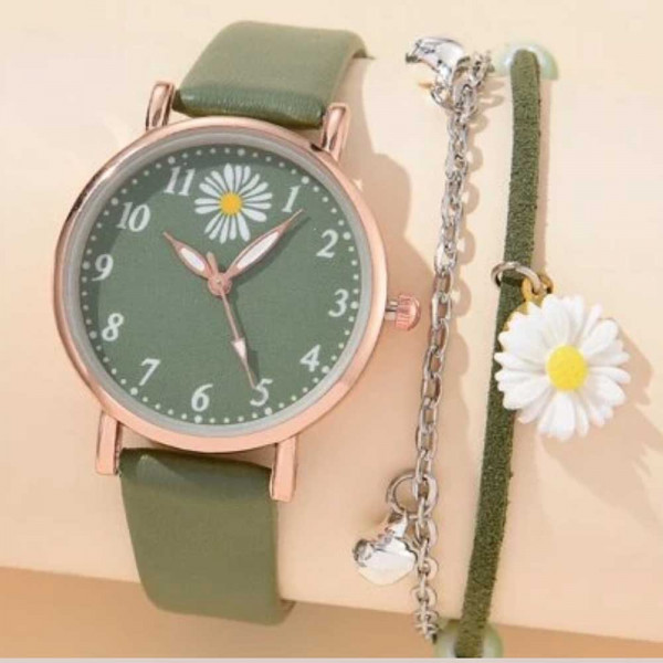  Round Pointer Quartz Watch&Bracelet