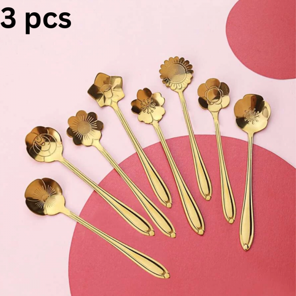 3 pcs Random Stainless Steel Flower Spoon