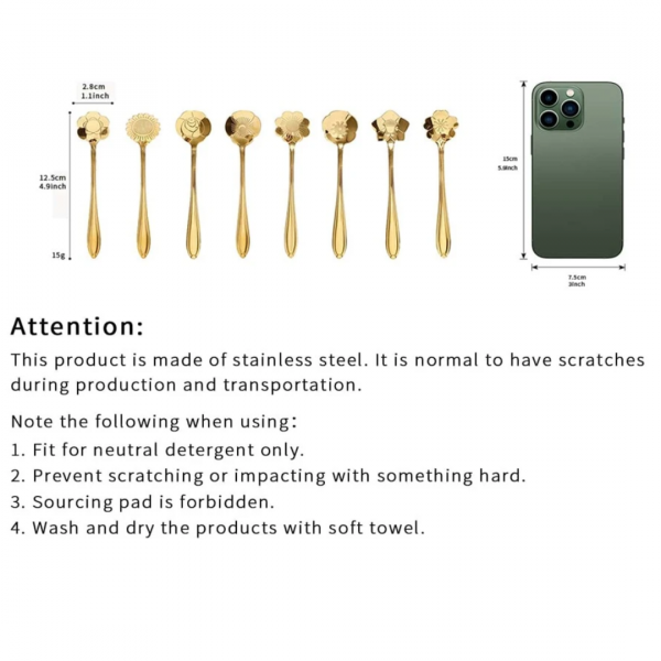 3 pcs Random Stainless Steel Flower Spoon