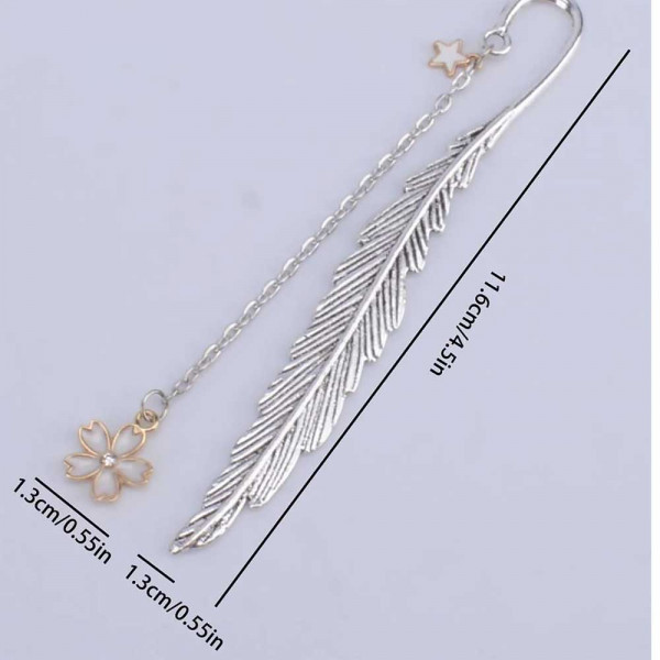1pc Flower Pendant Feather Bookmark