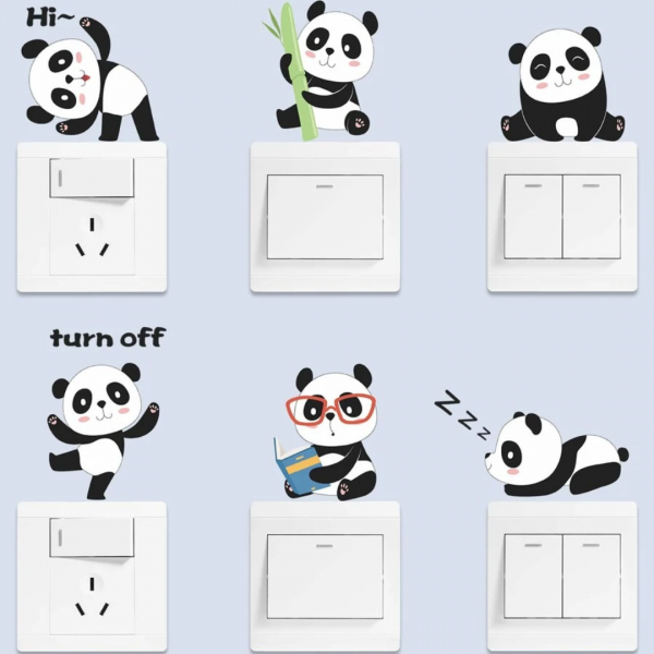 Panda Print Switch Outlet Wall Sticker