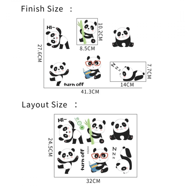 Panda Print Switch Outlet Wall Sticker