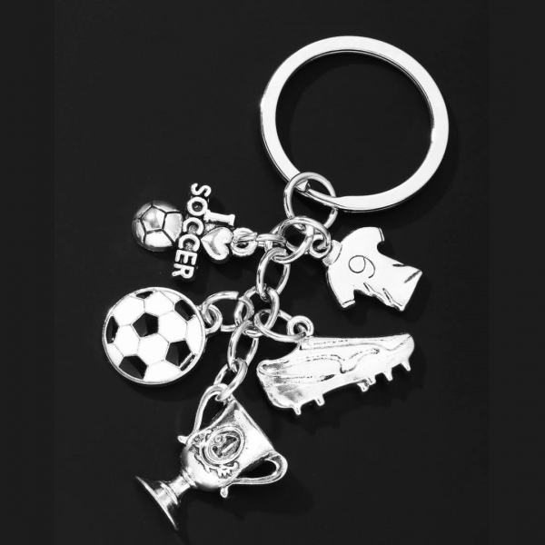 Soccer & Trophy Charm Keychain