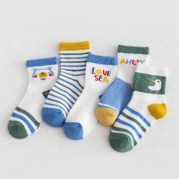 5pairs Boys Cartoon Duck Pattern Socks