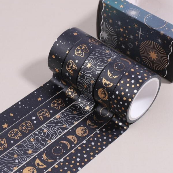9rolls Moon & Cat Pattern Masking Tape (400 cm )
