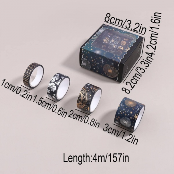 9rolls Moon & Cat Pattern Masking Tape (400 cm )