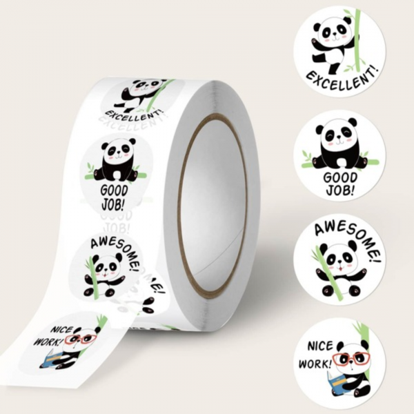 500pcs Slogan & Panda Pattern Assorted Sticker (2.5 cm )
