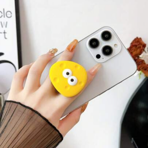 Yellow Cheese Phone Stand With Adhesive Tape 