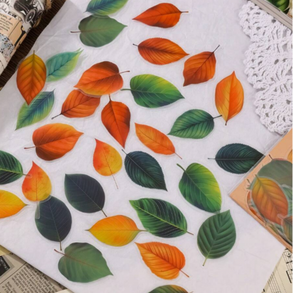 40pcs Colorful Leaf Design Pvc Sticker Pack