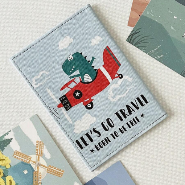 1PC Cartoon Cute Dinosaur Pattern Travel Passport Case 