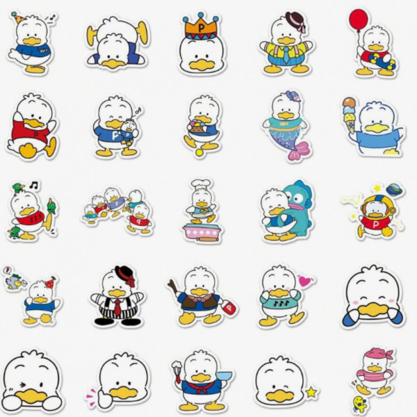 50 Pcs Kawaii Cute Duck Waterproof  Cartoon Stickers
