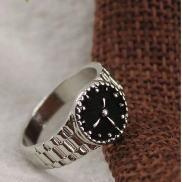 Miniature Gold Clock Open Ring (18 )