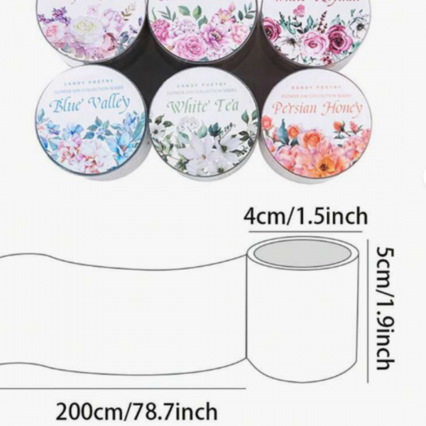 1 Roll Die-Cut Tape Flower Day Washi Tape Collection Vintage High Color ( 200 cm )