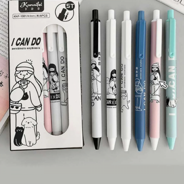 6pcs Cartoon Press  Black Gel Pen