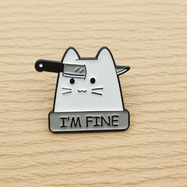  I'm Fine Knife Cat Brooch