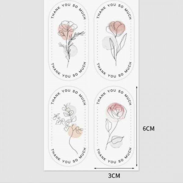 100pcs pack Flower Shaped Thank You Stickers