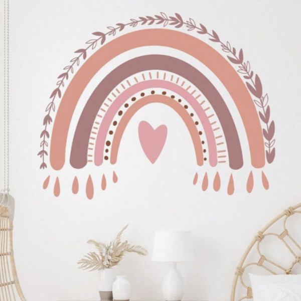  Cartoon Cute Rainbow Heart-Shaped Wall Sticker 